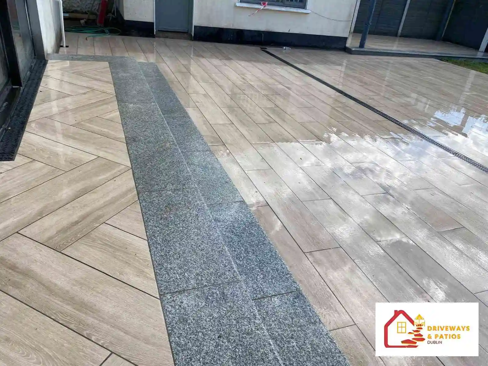 Completed porcelain patio installation in Dublin